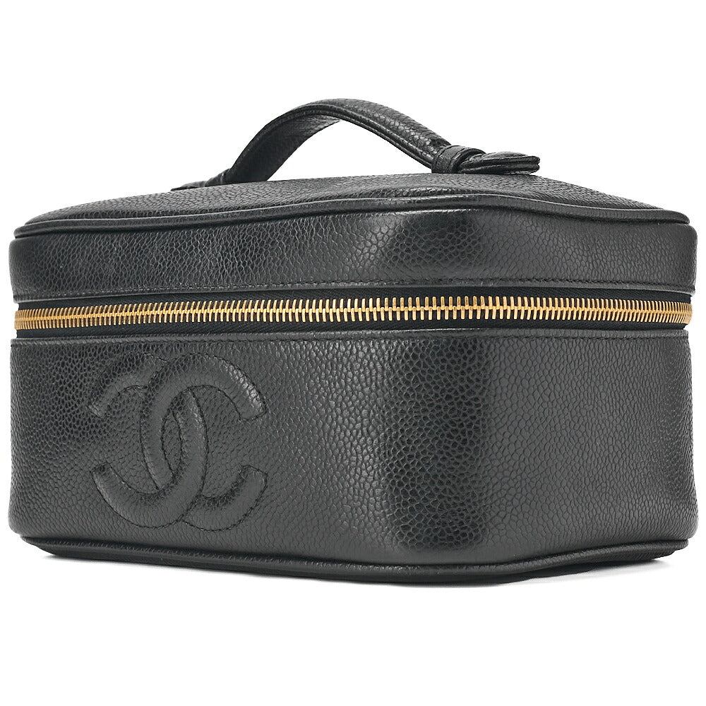 CHANEL Coco Mark Vanity Handbag Caviar Skin Black Gold-Tone Hardware, Pre-Owned