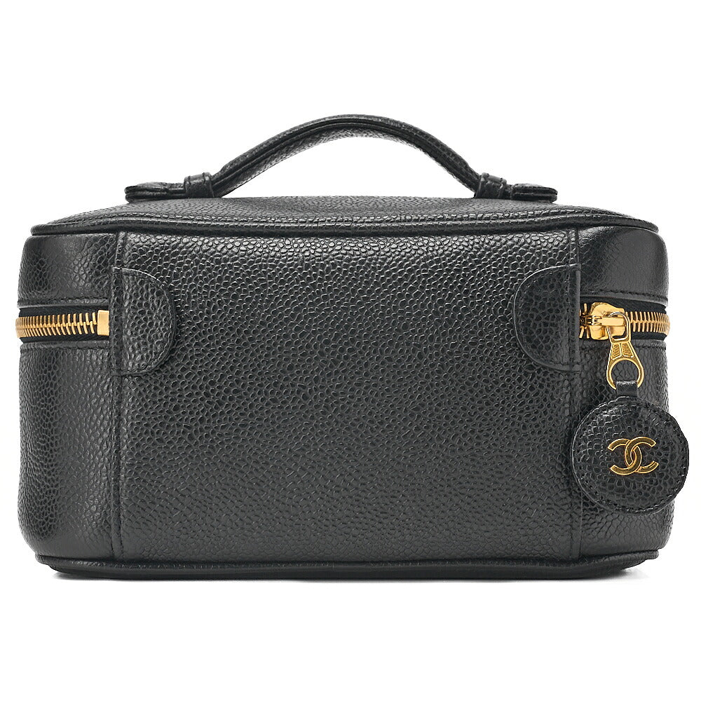 CHANEL Coco Mark Vanity Handbag Caviar Skin Black Gold-Tone Hardware, Pre-Owned