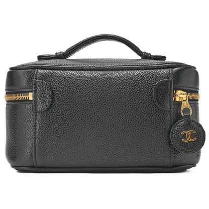 CHANEL Coco Mark Vanity Handbag Caviar Skin Black Gold-Tone Hardware, Pre-Owned