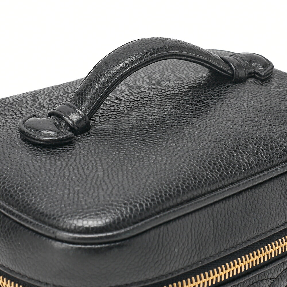 CHANEL Coco Mark Vanity Handbag Caviar Skin Black Gold-Tone Hardware, Pre-Owned