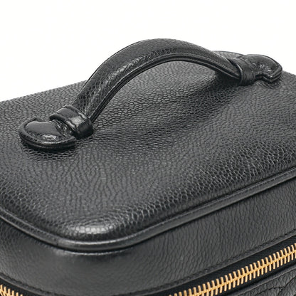 CHANEL Coco Mark Vanity Handbag Caviar Skin Black Gold-Tone Hardware, Pre-Owned