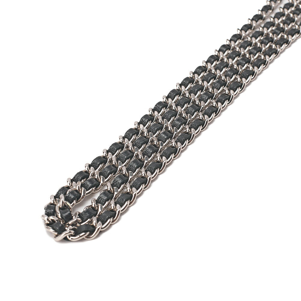 CHANEL Matelasse Chain Wallet Lambskin Black Silver-Tone Hardware, Pre-Owned