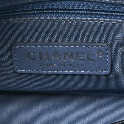 CHANEL Calfskin x Tweed Mini Gabrielle de Chanel Chain Shoulder Multicolor X Navy Gold x Silver-Tone Hardware, Pre-Owned