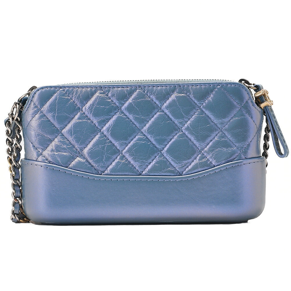 CHANEL Matelasse Chain Wallet Vintage Calf Gabrielle de Chanel Sparkle Navy Gold x Silver-Tone Hardware, Pre-Owned