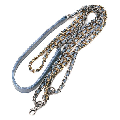CHANEL Matelasse Chain Wallet Vintage Calf Gabrielle de Chanel Sparkle Navy Gold x Silver-Tone Hardware, Pre-Owned