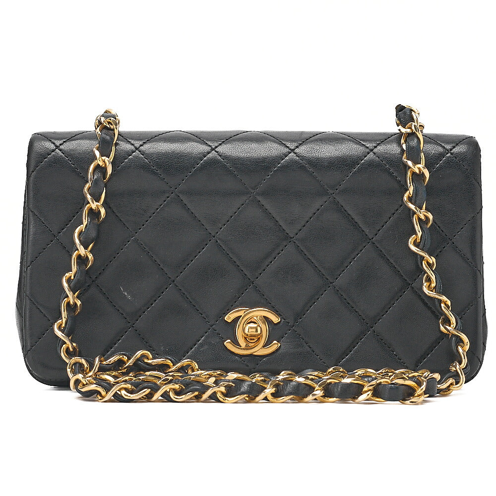CHANEL Lambskin Minimat Telass? 19cm Full Flap Chain Shoulder Black Gold-Tone Hardware, Pre-Owned