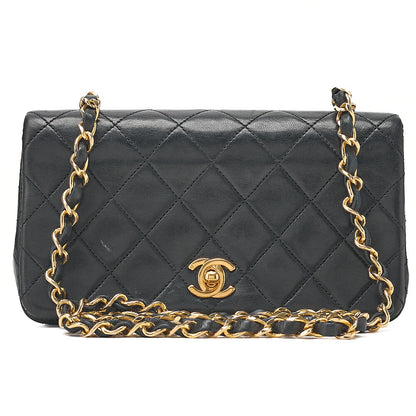 CHANEL Lambskin Minimat Telass? 19cm Full Flap Chain Shoulder Black Gold-Tone Hardware, Pre-Owned