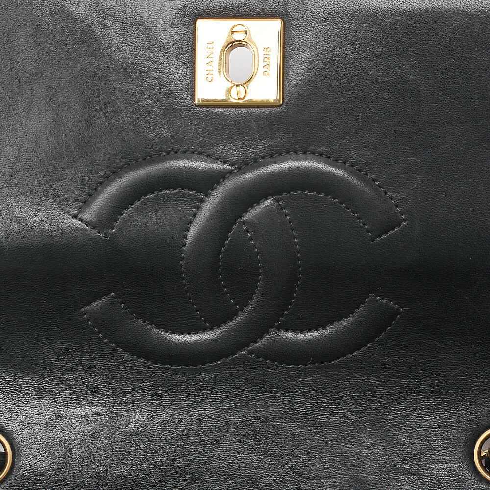 CHANEL Lambskin Minimat Telass? 19cm Full Flap Chain Shoulder Black Gold-Tone Hardware, Pre-Owned