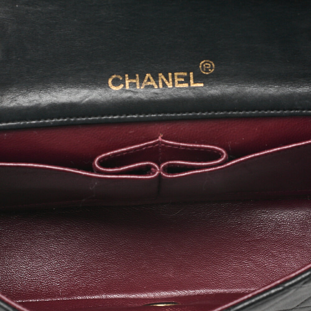 CHANEL Lambskin Minimat Telass? 19cm Full Flap Chain Shoulder Black Gold-Tone Hardware, Pre-Owned