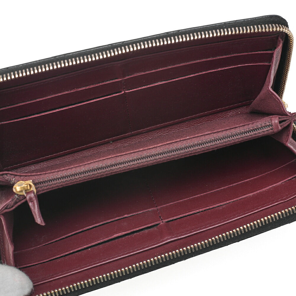 CHANEL Matelasse Round Long Wallet Caviar Skin Black Gold-Tone Hardware, Pre-Owned