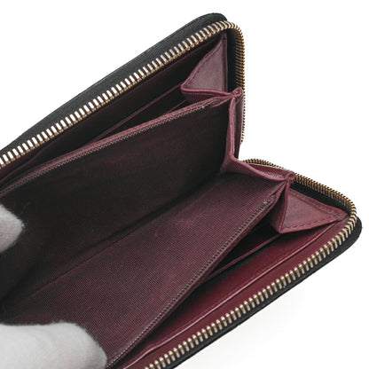 CHANEL Matelasse Round Long Wallet Caviar Skin Black Gold-Tone Hardware, Pre-Owned