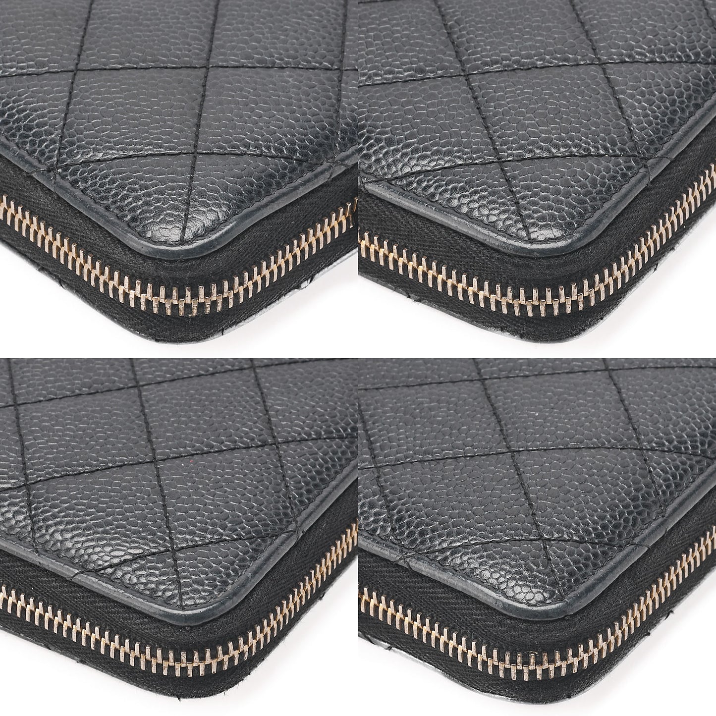 CHANEL Matelasse Round Long Wallet Caviar Skin Black Gold-Tone Hardware, Pre-Owned
