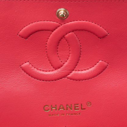 CHANEL Lambskin Chevron Double Flap 25cm Chain Shoulder Rose Pink Gold-Tone Hardware, Pre-Owned