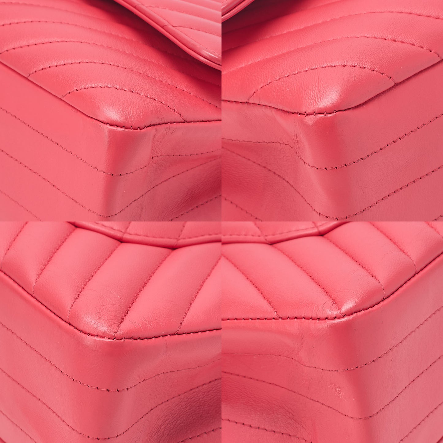 CHANEL Lambskin Chevron Double Flap 25cm Chain Shoulder Rose Pink Gold-Tone Hardware, Pre-Owned