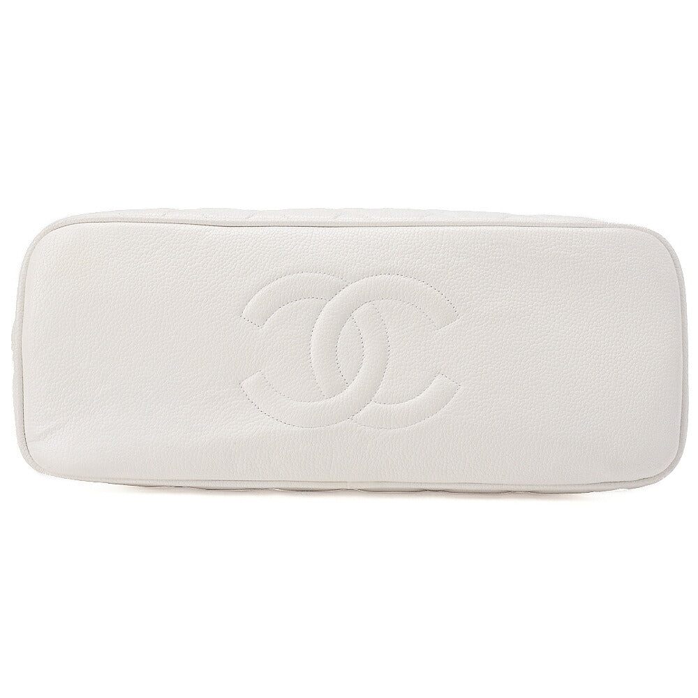 CHANEL Matelasse Plate Charm Trapezoidal Chain Shoulder Caviar Skin White Gold-Tone Hardware, Pre-Owned