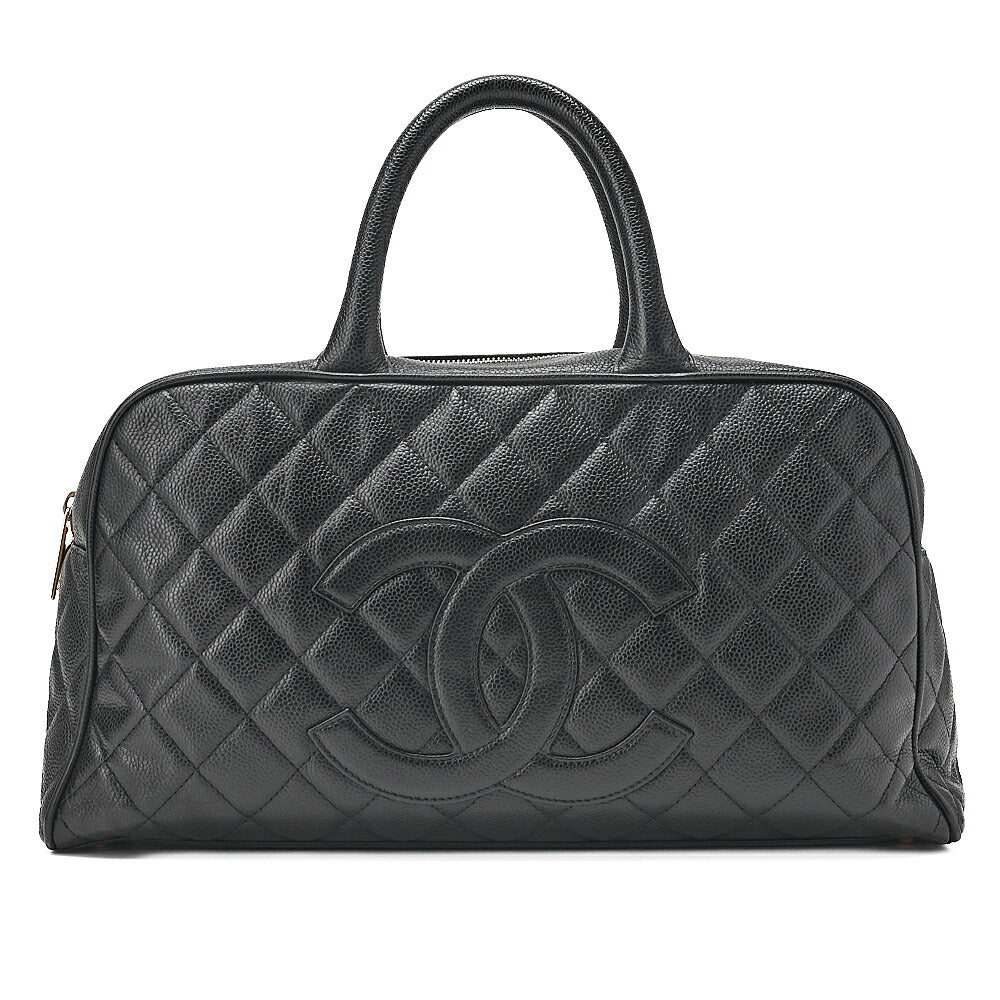 CHANEL Caviar Skin Coco Mark Mini Boston Bag Gold-Tone Hardware, Pre-Owned