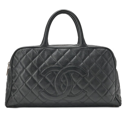 CHANEL Caviar Skin Coco Mark Mini Boston Bag Gold-Tone Hardware, Pre-Owned