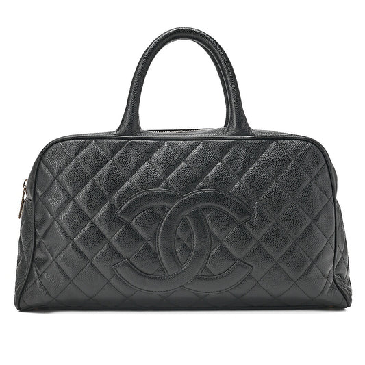 CHANEL Caviar Skin Coco Mark Mini Boston Bag Gold-Tone Hardware, Pre-Owned