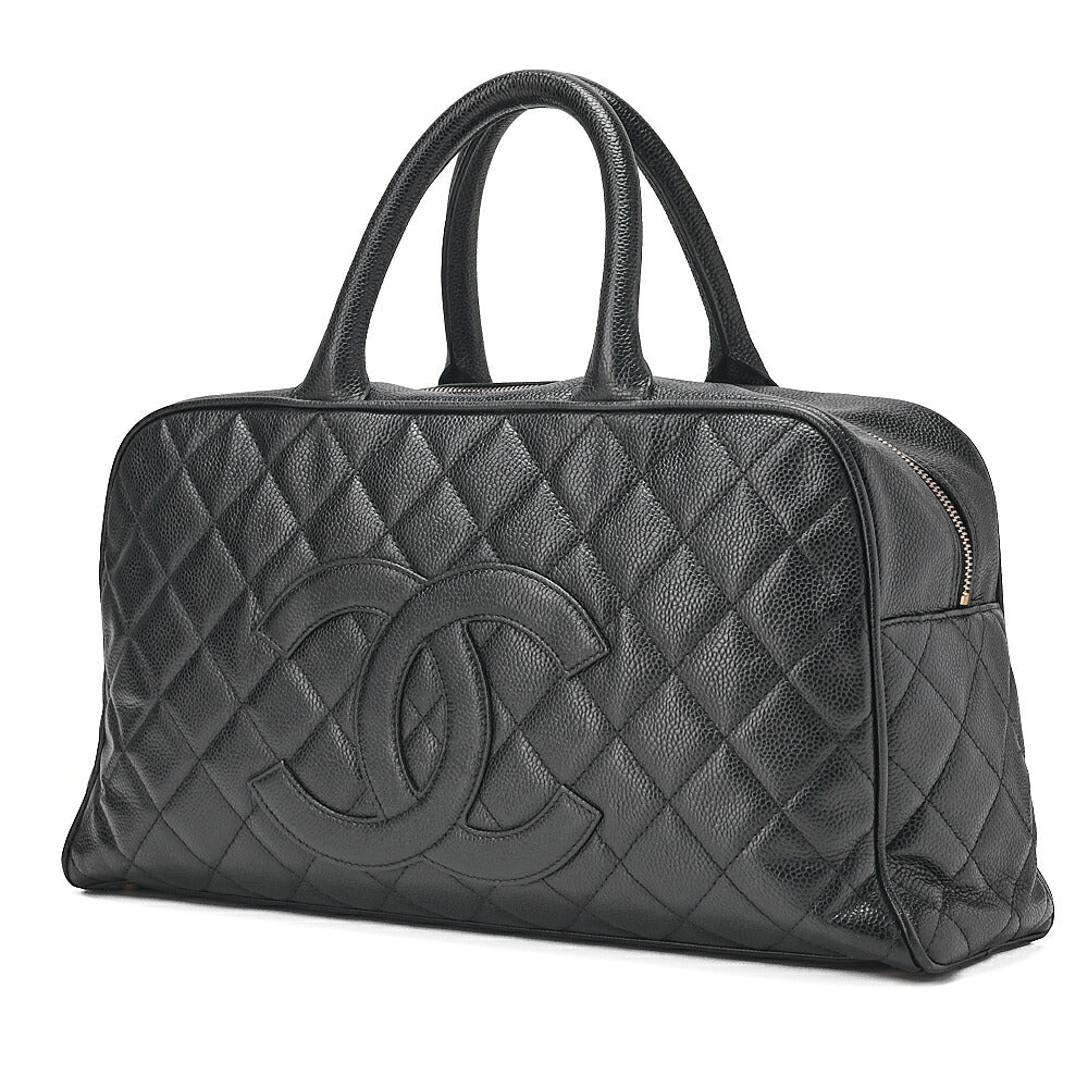 CHANEL Caviar Skin Coco Mark Mini Boston Bag Gold-Tone Hardware, Pre-Owned
