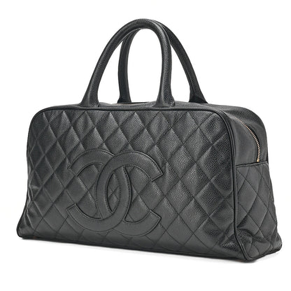 CHANEL Caviar Skin Coco Mark Mini Boston Bag Gold-Tone Hardware, Pre-Owned
