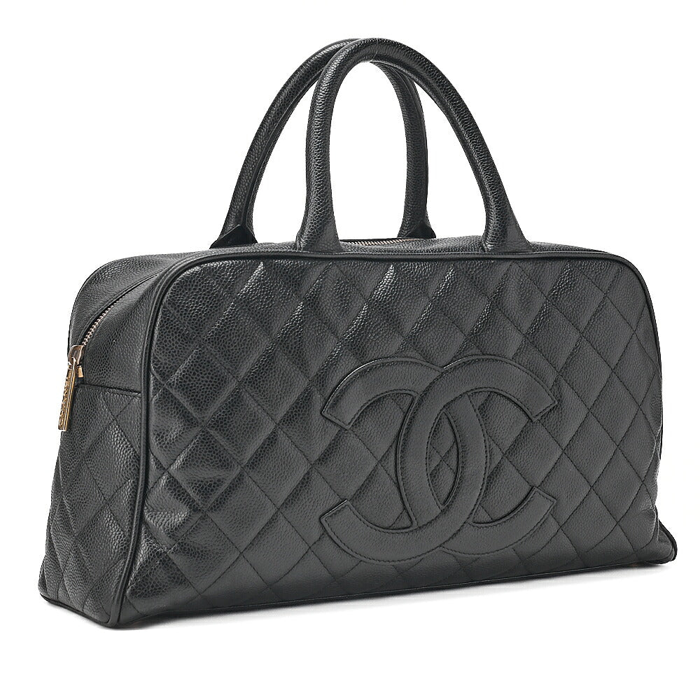 CHANEL Caviar Skin Coco Mark Mini Boston Bag Gold-Tone Hardware, Pre-Owned