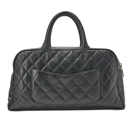 CHANEL Caviar Skin Coco Mark Mini Boston Bag Gold-Tone Hardware, Pre-Owned