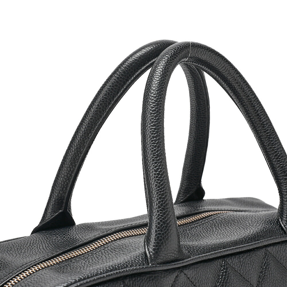 CHANEL Caviar Skin Coco Mark Mini Boston Bag Gold-Tone Hardware, Pre-Owned