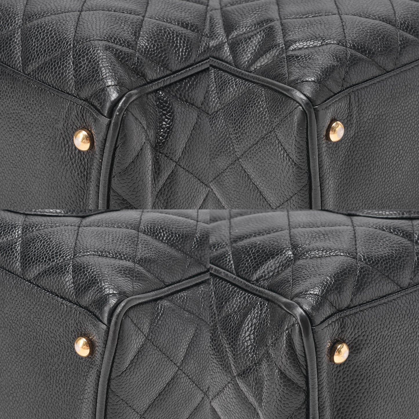 CHANEL Caviar Skin Coco Mark Mini Boston Bag Gold-Tone Hardware, Pre-Owned