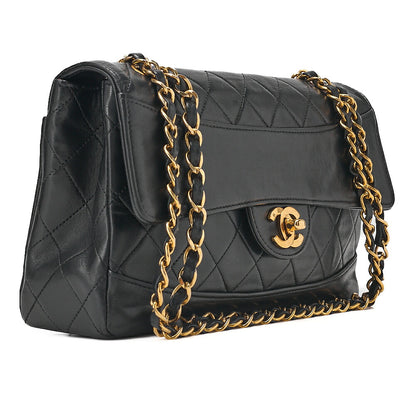 CHANEL Chain Shoulder Bag Matelasse Design Plap Lambskin Black Gold-Tone Hardware, Pre-Owned
