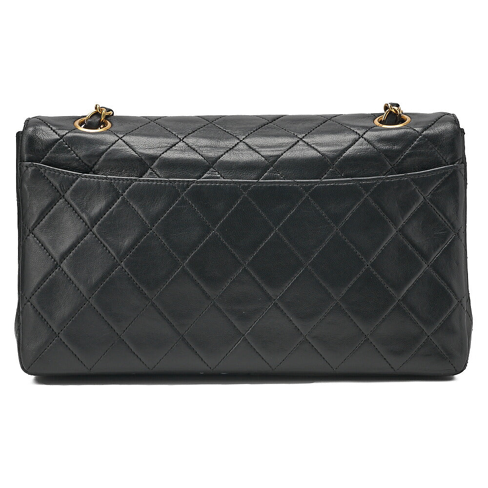 CHANEL Chain Shoulder Bag Matelasse Design Plap Lambskin Black Gold-Tone Hardware, Pre-Owned