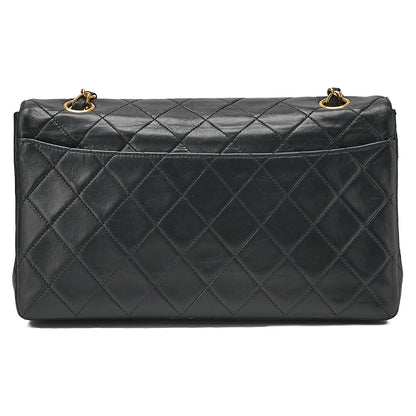 CHANEL Chain Shoulder Bag Matelasse Design Plap Lambskin Black Gold-Tone Hardware, Pre-Owned