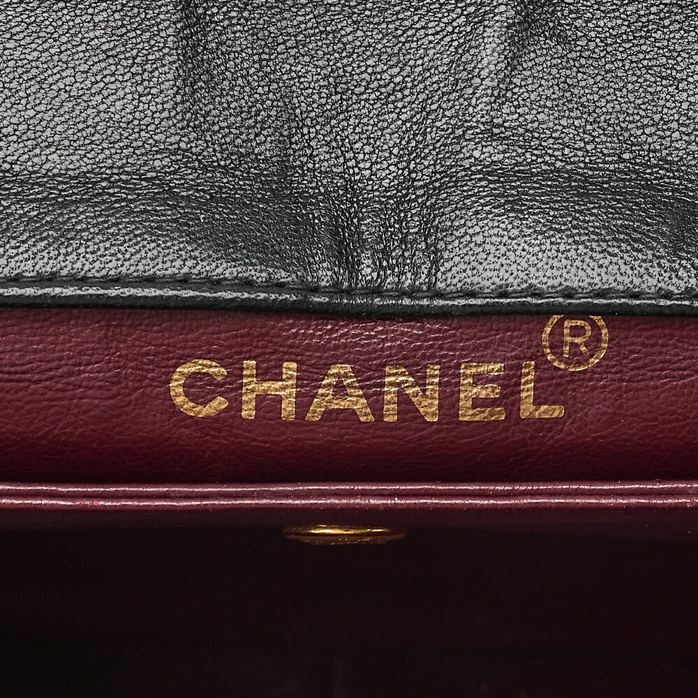 CHANEL Chain Shoulder Bag Matelasse Design Plap Lambskin Black Gold-Tone Hardware, Pre-Owned