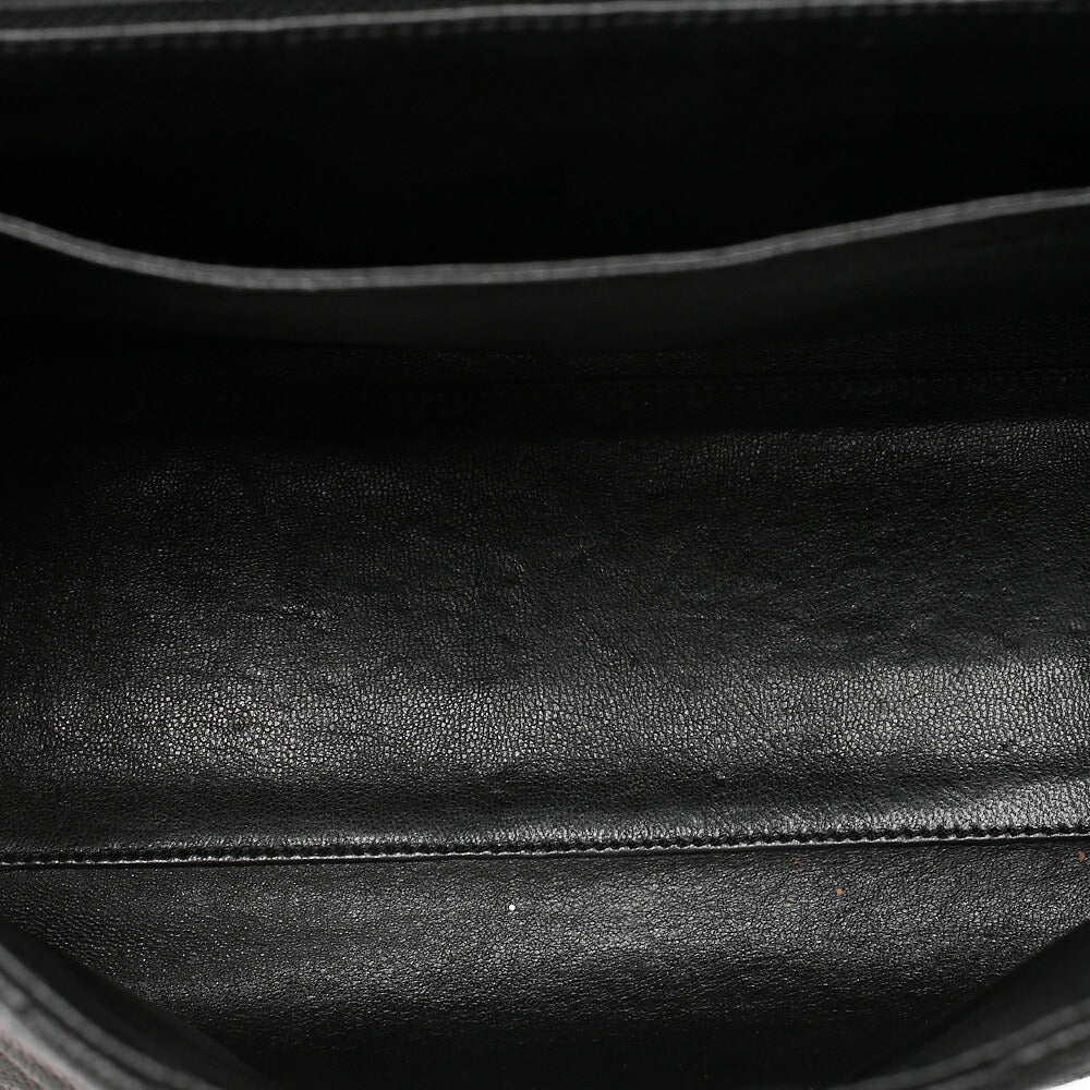 CHANEL Caviar Skin Matelasse Single Kelly-Shaped Handbag Black Silver-Tone Hardware, Pre-Owned