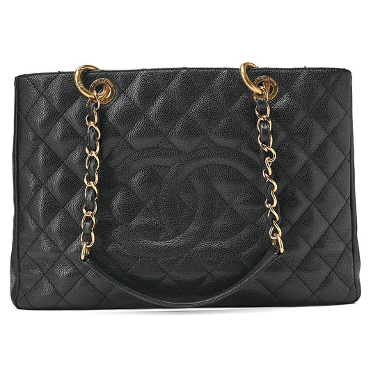 CHANEL Shoulder Bag Tote Bag Matelasse GST Chain Tote Caviskin Black Gold-Tone Hardware, Pre-Owned