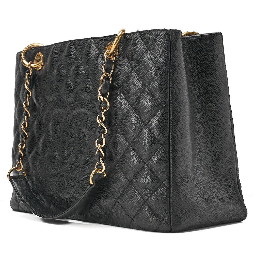 CHANEL Shoulder Bag Tote Bag Matelasse GST Chain Tote Caviskin Black Gold-Tone Hardware, Pre-Owned