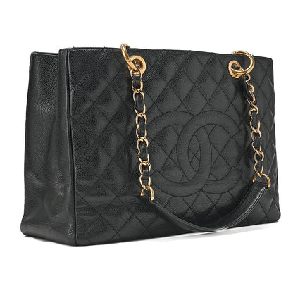 CHANEL Shoulder Bag Tote Bag Matelasse GST Chain Tote Caviskin Black Gold-Tone Hardware, Pre-Owned