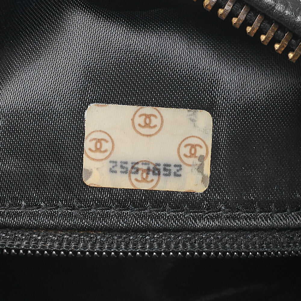 CHANEL Caviar Skin Chevron Outside Flap with Fringe Bijou Chain Shoulder Black Gold-Tone Hardware, Pre-Owned