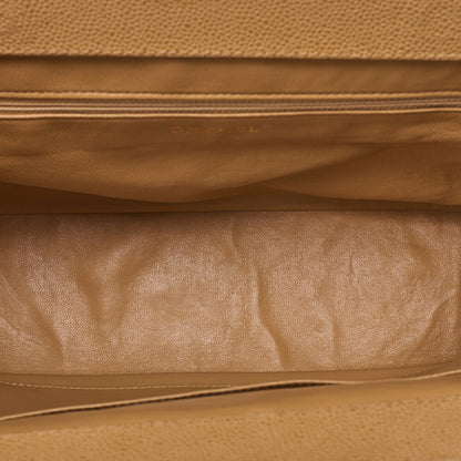 CHANEL Chanel Caviar Skin Matelasse Wood Pattern Coco Mark Chain Tote Bag Beige Gold-Tone Hardware, Pre-Owned