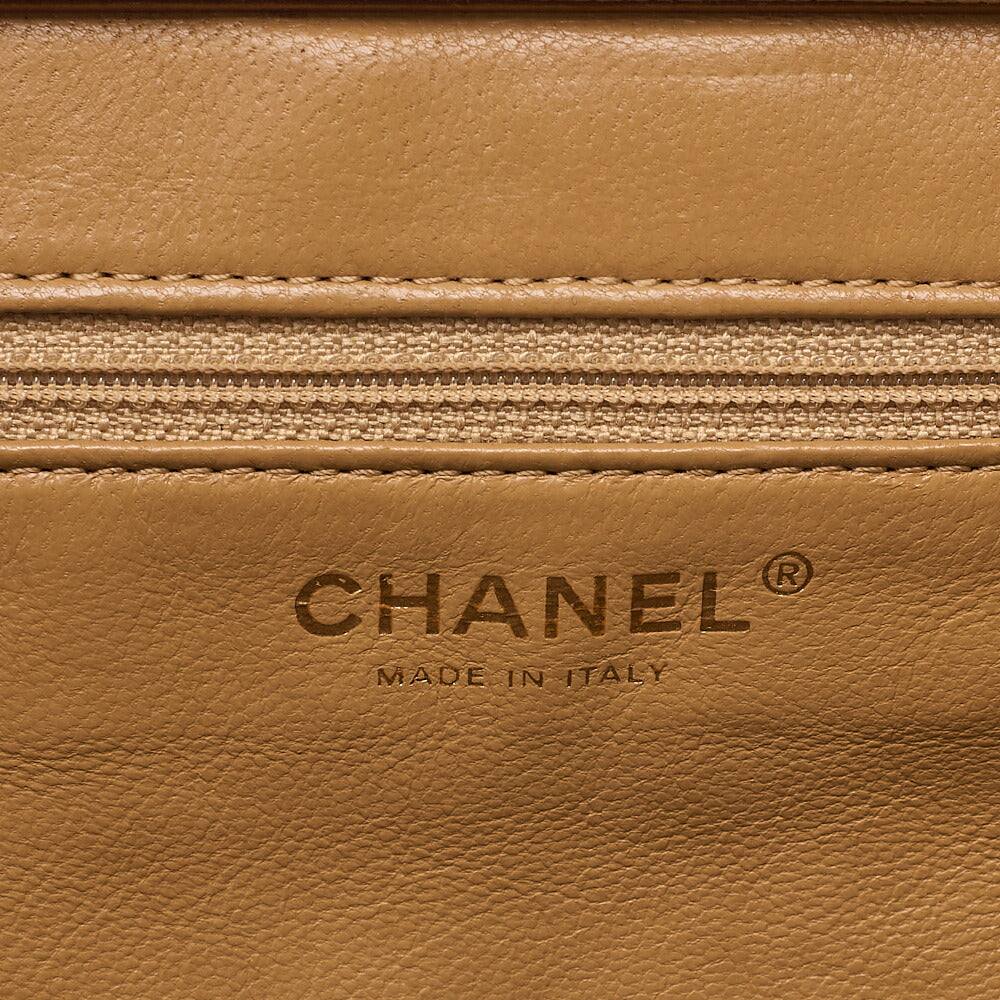 CHANEL Chanel Caviar Skin Matelasse Wood Pattern Coco Mark Chain Tote Bag Beige Gold-Tone Hardware, Pre-Owned