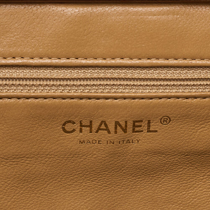 CHANEL Chanel Caviar Skin Matelasse Wood Pattern Coco Mark Chain Tote Bag Beige Gold-Tone Hardware, Pre-Owned