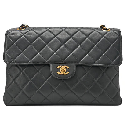 CHANEL Lambskin Matelasse Double Face 30cm Chain Shoulder Black Gold-Tone Hardware, Pre-Owned