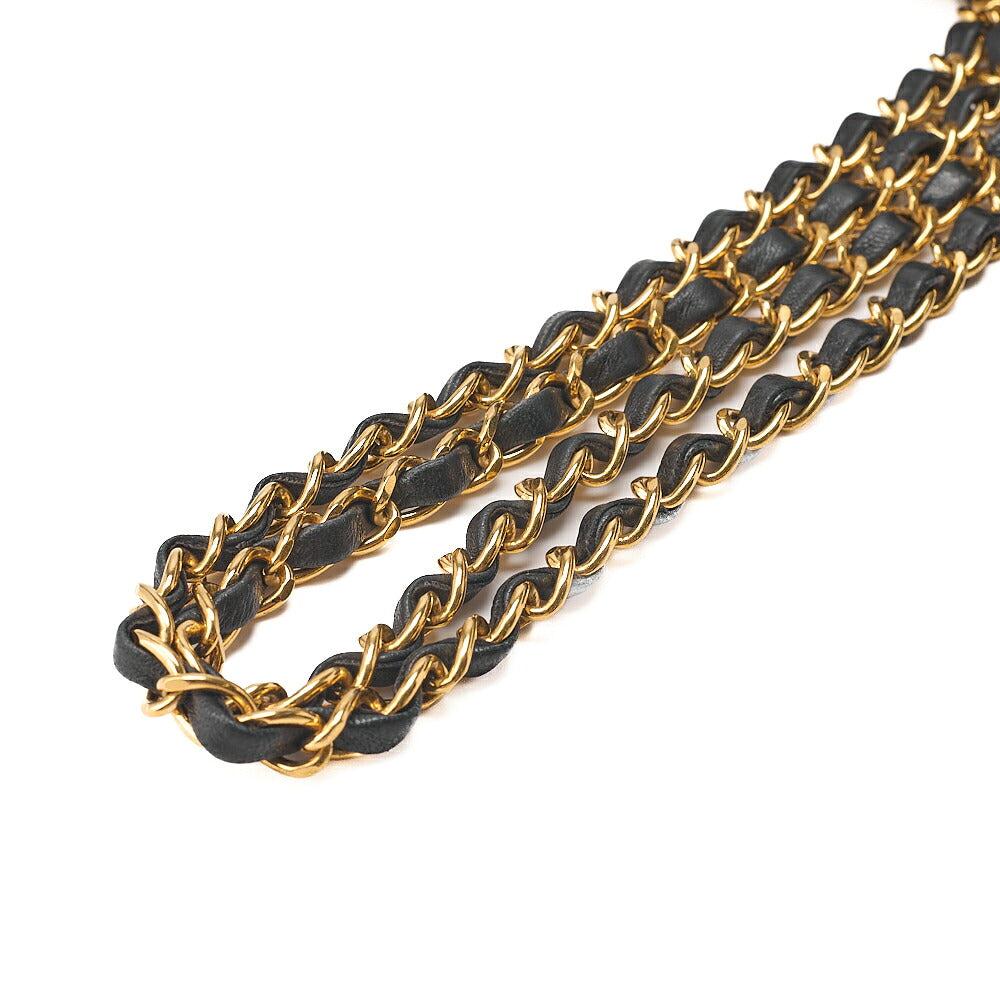 CHANEL Lambskin Matelasse Double Face 30cm Chain Shoulder Black Gold-Tone Hardware, Pre-Owned