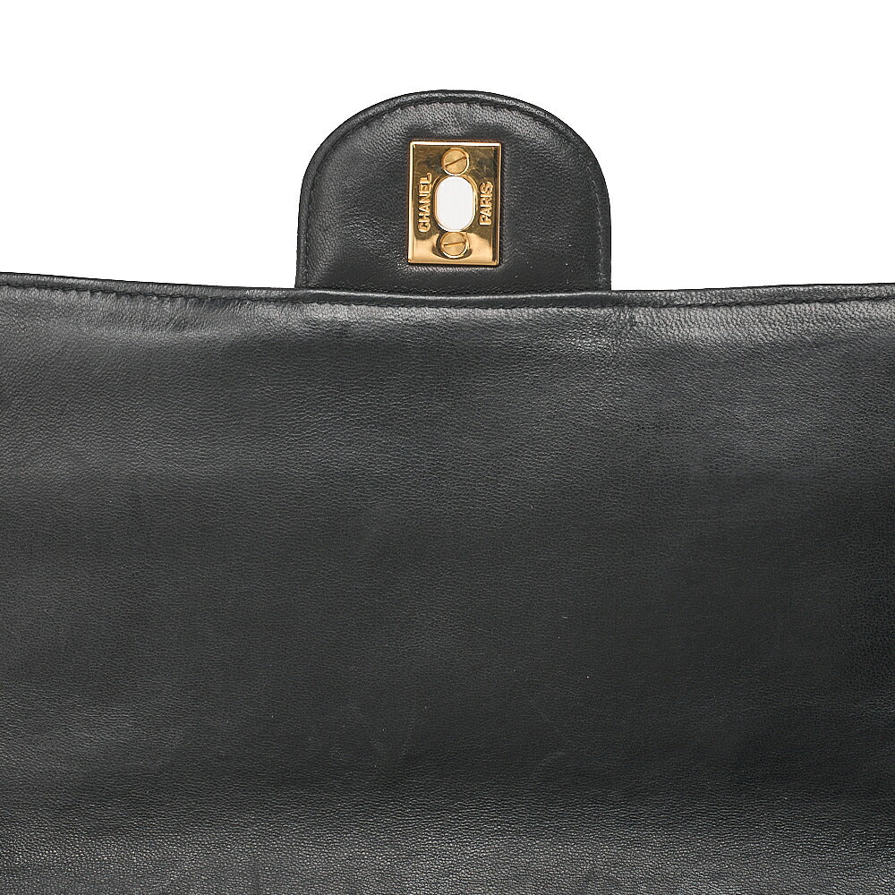 CHANEL Lambskin Matelasse Double Face 30cm Chain Shoulder Black Gold-Tone Hardware, Pre-Owned
