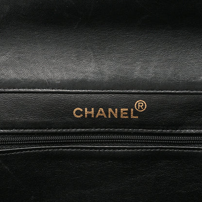 CHANEL Lambskin Matelasse Double Face 30cm Chain Shoulder Black Gold-Tone Hardware, Pre-Owned