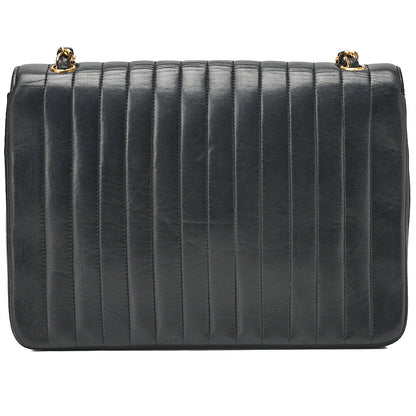 CHANEL Chain Shoulder Bag Mademoiselle Circle Coco Lambskin Black Gold-Tone Hardware, Pre-Owned