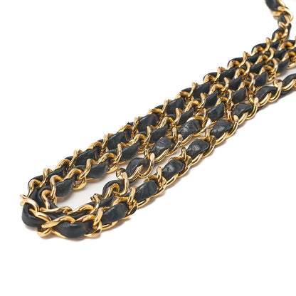 CHANEL Chain Shoulder Bag Mademoiselle Circle Coco Lambskin Black Gold-Tone Hardware, Pre-Owned