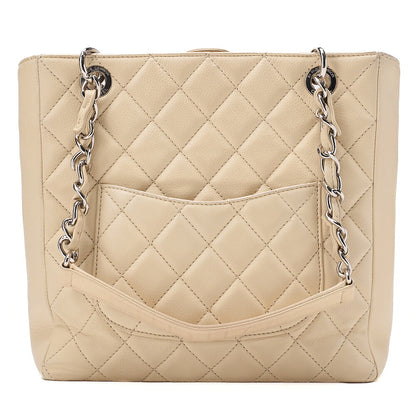 CHANEL Tote Bag Matelasse Caviar Skin Ivory PST Silver-Tone Hardware, Pre-Owned
