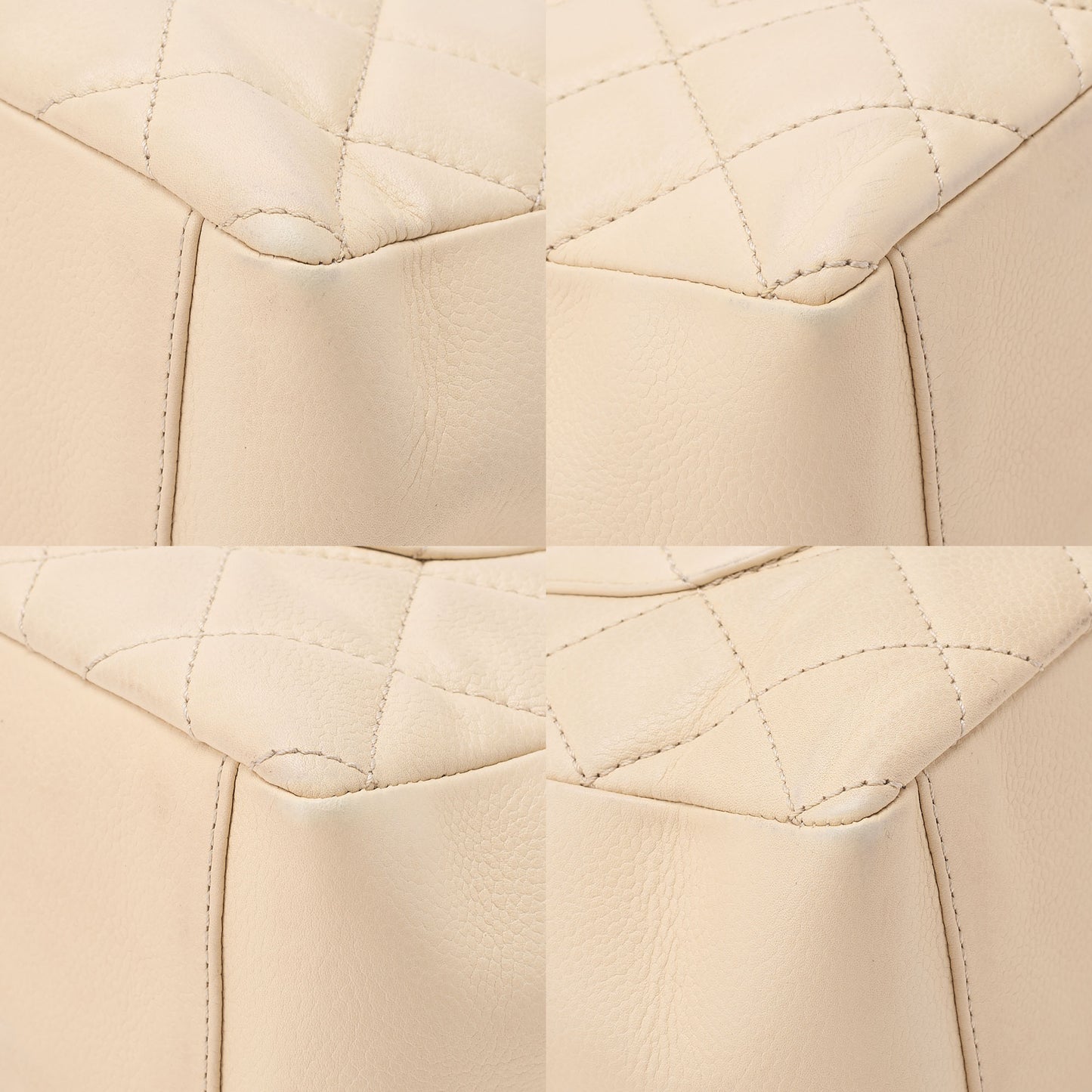 CHANEL Tote Bag Matelasse Caviar Skin Ivory PST Silver-Tone Hardware, Pre-Owned
