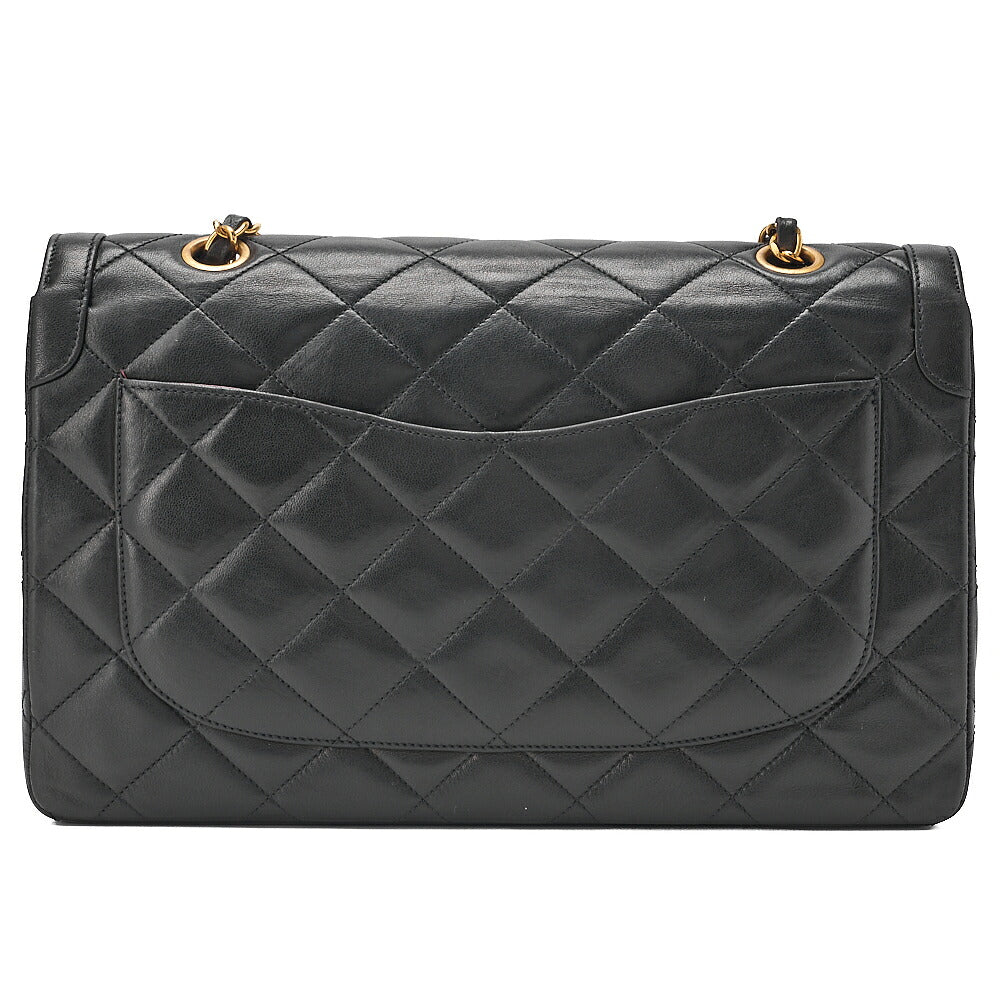 CHANEL Lambskin Matelasse 27cm Paris Limited Double Flap Shoulder Bag Black Gold-Tone Hardware, Pre-Owned