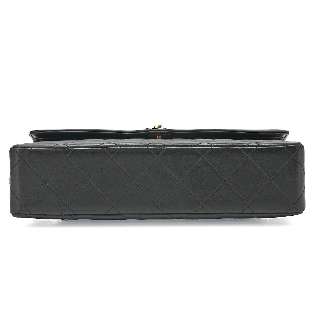 CHANEL Lambskin Matelasse 27cm Paris Limited Double Flap Shoulder Bag Black Gold-Tone Hardware, Pre-Owned